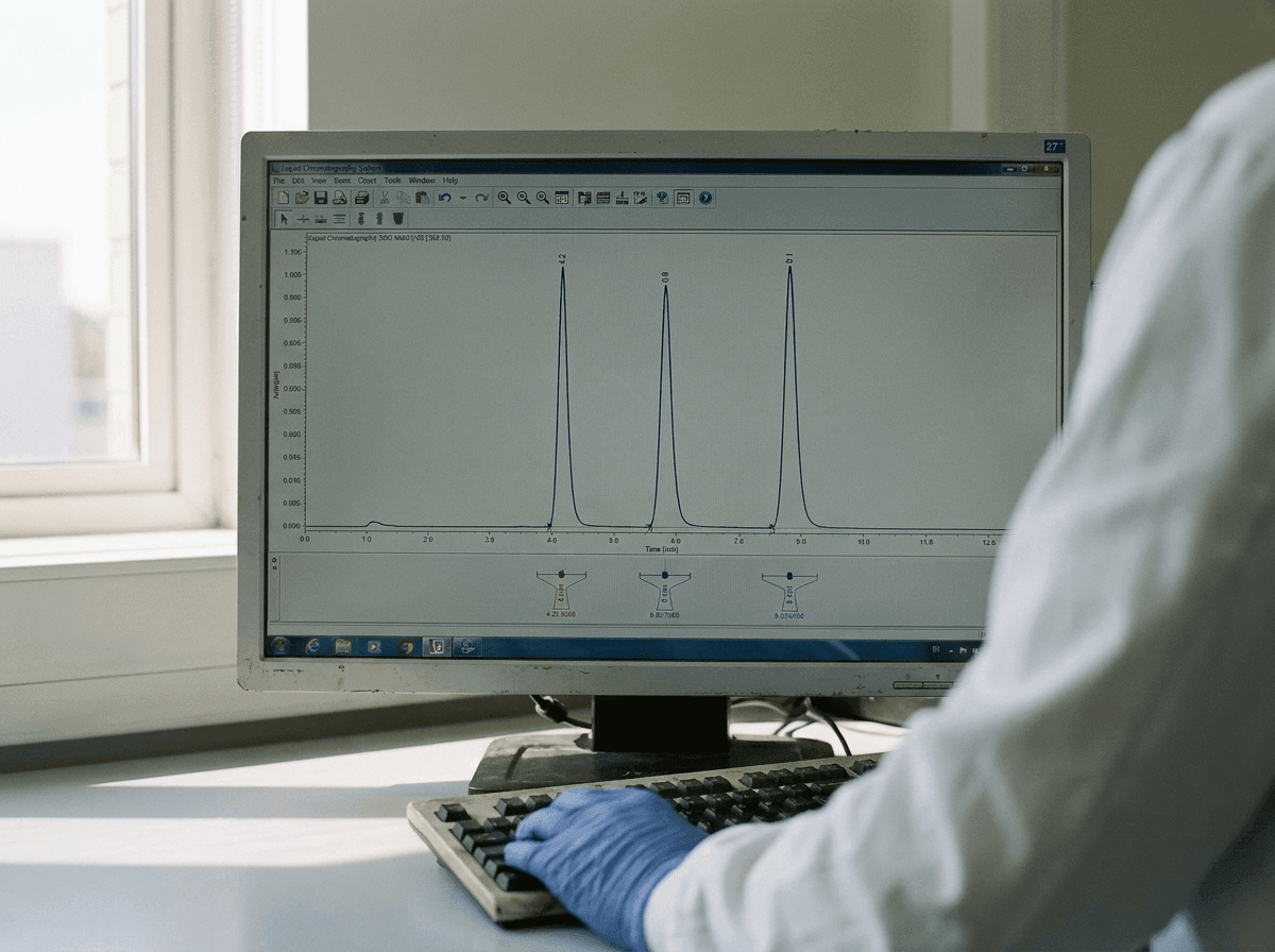 HPLC chromatogram on screen at CRAFA